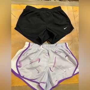 Nike Dri-FIT Running Shorts Bundle Lot of 2 Size Medium Black Purple Swoosh